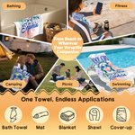 Personalised Cool Girl Statue of Liberty Quick Dry Oversized Beach Towel with Name Summer Travel Independence Day Holiday Gift for Women Girls