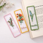 Personalised Embroidered Birth Flower Bookmark with Name Birthday Graduation Book Club Gift for Book Lovers Bookworms