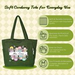 Personalized Pencil Apple Large Capacity Corduroy Tote Bag with Text Travel Essential Birthday Teacher's Day Gift for Teacher