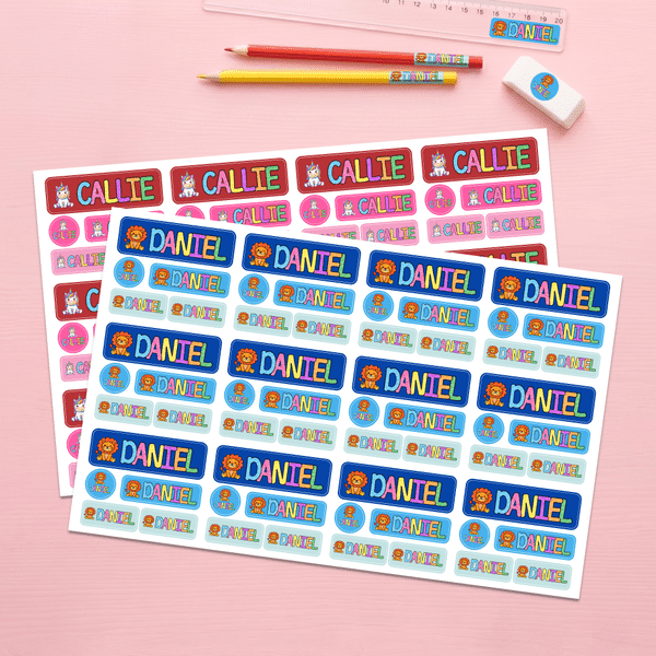 Personalized Multicolour Crayon Style Waterproof Stickers with Name Daily Use Back to School Gift for Children Students Parents
