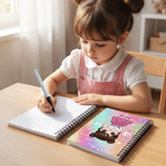 Personalized Cute Cartoon Character A5 Spiral Journal Notebook with Name Daily Use Birthday Gift for Boys Girls