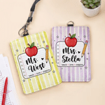 Personalized Teach Love Inspire Apple Pencil PU Leather Card Holder with Text Back to School Teacher's Day Appreciation Gift for Teachers