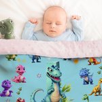 Manta suave de seguridad para bebé personalizada Dinosaurio Fantasía Unicornio Excavadora con reverso de puntos y nombre bordado Baby Shower Regalo de cumpleaños para bebé