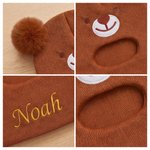 Personalized Cute Bear Ear Soft Knit Baby Mask Beanie Hat with Name Daily Wear Outdoor Activities Birthday Gift for Kids