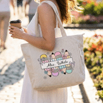 Personalized Pencil Apple Large Capacity Corduroy Tote Bag with Text Travel Essential Birthday Teacher's Day Gift for Teacher
