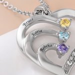 Collar personalizado con forma de corazón 1 a 6 nombres grabados y piedras de nacimiento regalo de cumpleaños para mamá y abuela