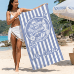 Personalised Beaching Not Teaching Multicolour Stripe Quick Dry Beach Towel with Surname Summer Holiday Teachers' Day Birthday Gift for Her