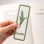 Personalised Embroidered Birth Flower Bookmark with Name Birthday Graduation Book Club Gift for Book Lovers Bookworms