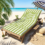 Personalised Beaching Not Teaching Multicolour Stripe Quick Dry Beach Towel with Surname Summer Holiday Teachers' Day Birthday Gift for Her
