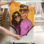 Personalized Exaggerated Comic Photo Luggage Cover Fits 18-32 Inches Suitcase Daily Use Travel Accessories Birthday Gift for Travel Lovers Couples