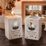 Personalized Angel Wings Paw Print  Pet Photo Wooden Candle Holder with Name and Year Loss of Pet Sympathy Memorial Gift for Pet Owners