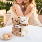 Personalized Cute Hugging Bears Lavender Scent Plush Stuffed Toy with Names Home Decor Set of 2 Anniversary Birthday Gift for Couple Lover Bestie