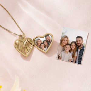 Personalised Birthstones Heart Photo Locket Necklace with Names Birthday Mother's Day Gift for Women Gran Mum