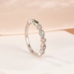 Personalised 1-5 Marquise Family Birthstone Sterling Silver Stackable Ring Mothers Jewellery Birthday Gift for Mother Gran