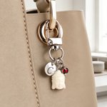 Personalized Travel Buddha Statue Birthstone Keychain with Initial and Card Birthday Gift for Traveller Buddhist Culture Lover