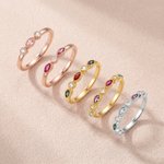 Personalised 1-5 Marquise Family Birthstone Sterling Silver Stackable Ring Mothers Jewellery Birthday Gift for Mother Gran