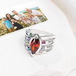 Anillo Personalizado de Piedra de Nacimiento con Nombre Grabado Joyería de Mujer Cumpleaños Día de la Madre Regalo para Mamá Abuela