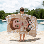 Personalised Cartoon Character Name Oversized Quick Dry Beach Towel Summer Holiday Beach Party Gift for Boy Girl