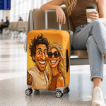 Personalized Exaggerated Comic Photo Luggage Cover Fits 18-32 Inches Suitcase Daily Use Travel Accessories Birthday Gift for Travel Lovers Couples