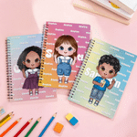 Personalized Cute Cartoon Character A5 Spiral Journal Notebook with Name Daily Use Birthday Gift for Boys Girls