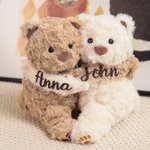 Personalized Cute Hugging Bears Lavender Scent Plush Stuffed Toy with Names Home Decor Set of 2 Anniversary Birthday Gift for Couple Lover Bestie