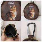 Personalized Oil Painting Style Pet Portrait Photo PU Leather Coin Purse with Hook Portable Accessory Daily Use Birthday Gift for Pet Lovers