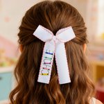 Personalized Crayon Wavy Lace Bow Hair Accessories with Name Back to School Birthday Gift for Girls