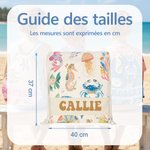 Sac à dos de plage personnalisé avec nom - Effet à l'aquarelle - Cadeau de beach party pour les enfants et adultes