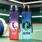 Personalised Colourful Volleyball Player Silhouette Water Bottle with Name Daily Use Back to School Birthday Gift for Teenager Volleyball Lover