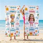 Personalised Cute Cartoon Diving Character Oversized Quick Dry Beach Towel with Name Beach Party Birthday Gift for Kids