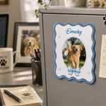 Imán de nevera con foto de mascota en marco colorido personalizado. Decoración para el hogar de uso diario. Regalo de cumpleaños o aniversario para los amantes de las mascotas.