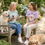 Personalized Birth Flower Paw Prints Multicolor T-shirt Sweatshirt with Pet Photo and Name Daily Wear Birthday Anniversary Gift Pet Lovers