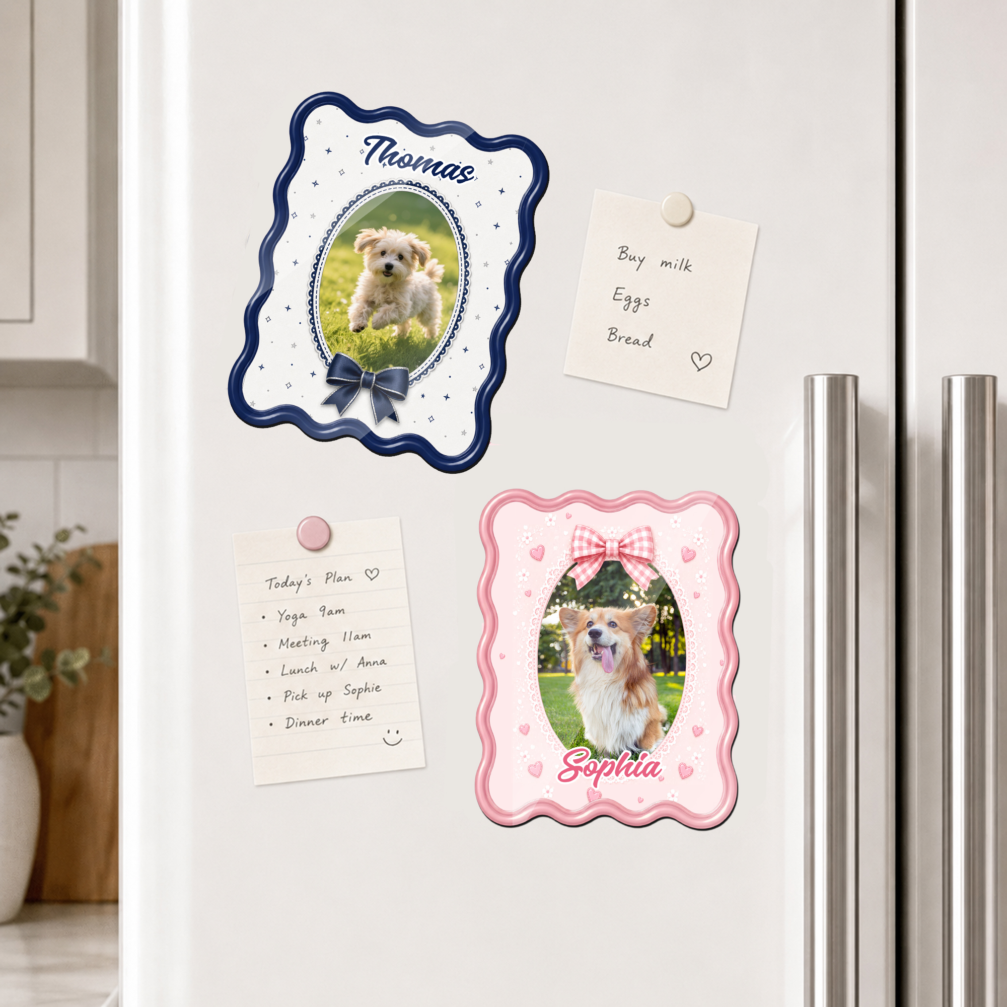 Individuell gestalteter, farbenfroher Kühlschrankmagnet mit Haustierfoto – für den täglichen Gebrauch, als Wohnaccessoire sowie als Geschenk zum Geburtstag oder zum Jahrestag für Tierliebhaber