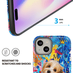 Personalized Graffiti Oil Painting Style Pet Photo Phone Case for iPhone Samsung with Name Daily Use Birthday Gift for Pet Owner Lover
