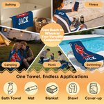 Personalised Basketball Player Silhouette Quick Dry Oversized Beach Towel with Name and Number Summer Holiday Travel Gift for Basketball Lover