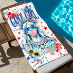 Personalised Cool Girl Statue of Liberty Quick Dry Oversized Beach Towel with Name Summer Travel Independence Day Holiday Gift for Women Girls