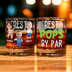 Personalised Best Daddy By Par Golf Photo Character 10 oz Whisky Glass with Name and Title Father's Day Golf Weekend Gift for Man Golf Lover