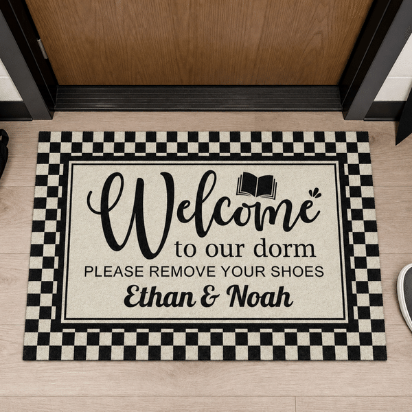 Personalized Welcome to Our Dorm Non-Slip Doormat with Text and Name College Dorm Decor Daily Use Back to School Gift for College Student