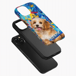 Personalized Graffiti Oil Painting Style Pet Photo Phone Case for iPhone Samsung with Name Daily Use Birthday Gift for Pet Owner Lover