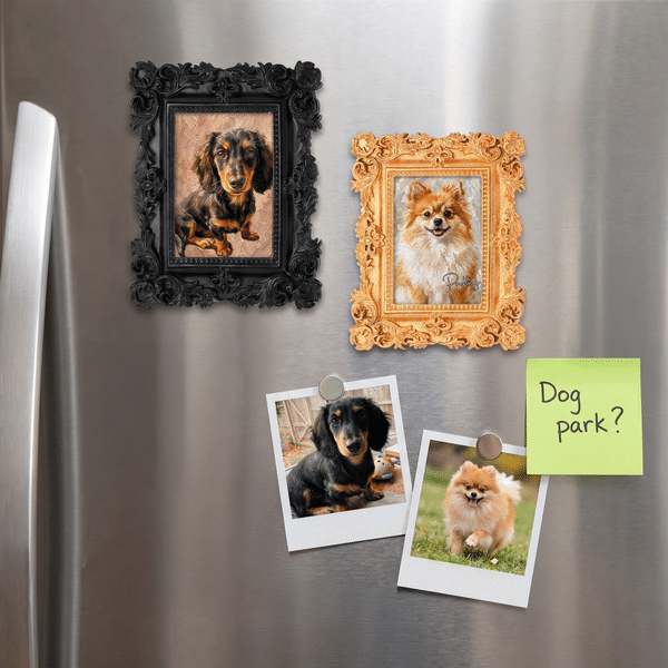 Personalized Pet Photo Vintage Frame Refrigerator Magnet with Name Home Decoration Daily Use Birthday Gift for Pet Lovers Pet Owners