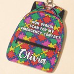 Personalized Colorful School Bag Autism Emergency NFC Tap-to-View Contact Tag with Name and Number Daily Use Back to School Gift for Autism Kids