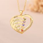 Personligt familjehjärthänge i sterlingsilver halsband med graverade namn och födelsestenar mors dag eller födelsedagspresent till mamma eller mormor