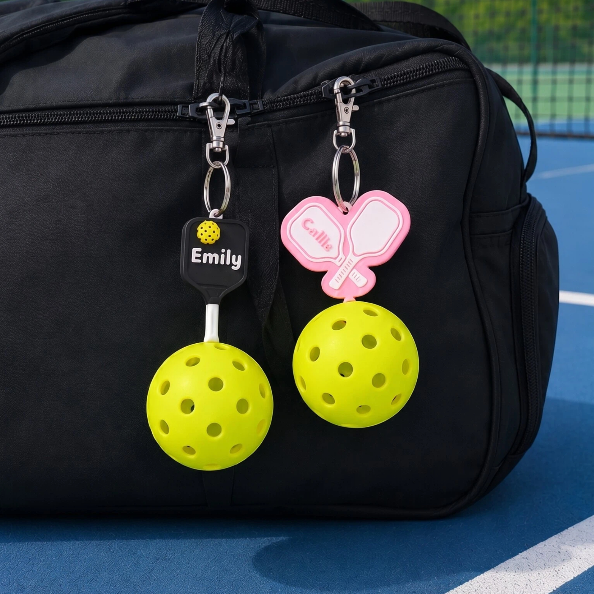 Personalisierter, im 3D-Druck hergestellter, praktischer Pickleball-Clip-Halter als Schlüsselanhänger – tragbarer, abnehmbarer Ballbeutel-Anhänger – Geschenk für Pickleball-Spieler