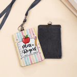 Personalized Teach Love Inspire Apple Pencil PU Leather Card Holder with Text Back to School Teacher's Day Appreciation Gift for Teachers