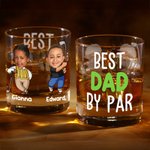 Personalised Best Daddy By Par Golf Photo Character 10 oz Whisky Glass with Name and Title Father's Day Golf Weekend Gift for Man Golf Lover