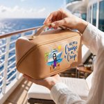 Personalized Cartoon Character PU Leather Portable Makeup Bag with Surname and Text Daily Travel Use Birthday Gift for Travel Lovers Best Friends