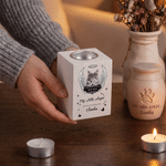 Personalized Angel Wings Paw Print  Pet Photo Wooden Candle Holder with Name and Year Loss of Pet Sympathy Memorial Gift for Pet Owners