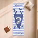 Personalized School Pennant Flag Butterfly Stripe Non-Slip Yoga Mat with Name Sports Accessories Fitness Birthday Gift for Yoga Lovers Graduates