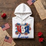 Personalized Multicolor American Oil Painting Daisy T-shirt Sweatshirt Hoodie with Name Daily Wear Birthday Independence Day Gift for Family Friends