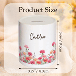 Personalised Birth Flower Ceramic Money Box Piggy Bank with Name Birthday Gift for Boys Girls